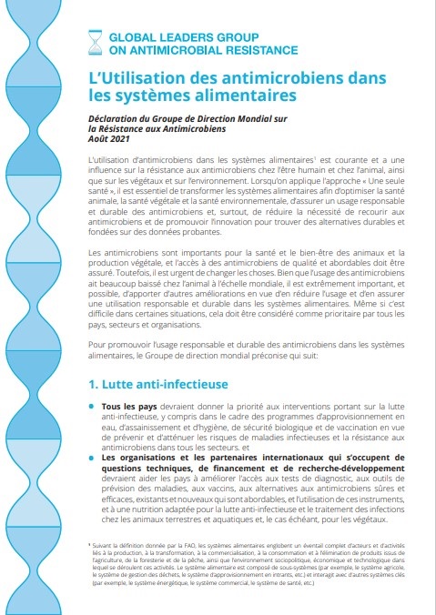 L’Utilisation des antimicrobiens dans
les systèmes alimentaires