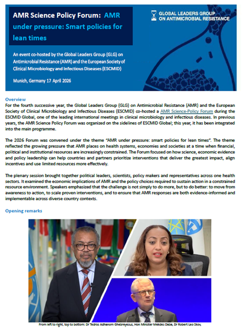 Report of the GLG-ESCMID AMR Science-Policy Forum 2026